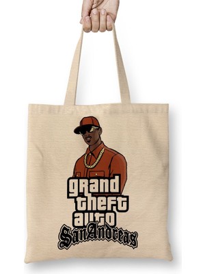 Baskı Dükkanı Grand Theft Auto Gta Sanandreas Bez Çanta Uzun Saplı