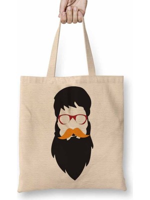 Baskı Dükkanı Mustache Bez Çanta Uzun Saplı