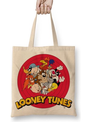 Baskı Dükkanı Looney Tunes Bez Çanta Uzun Saplı