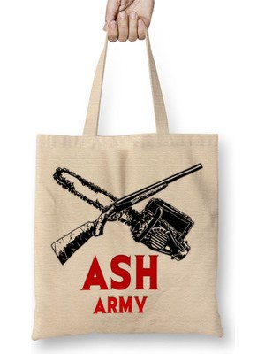 Baskı Dükkanı Ash Army Evil Dead Bez Çanta Uzun Saplı