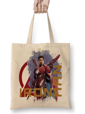 Baskı Dükkanı Avangers Iron Man Bez Çanta Uzun Saplı