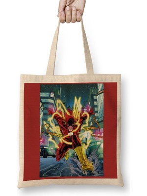 Baskı Dükkanı The Flash Bez Çanta Uzun Saplı