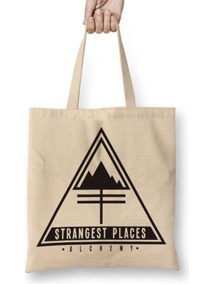 Baskı Dükkanı Alchemy Logo Bez Çanta Uzun Saplı