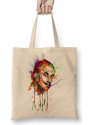 Baskı Dükkanı Salvador Dali Bez Çanta Uzun Saplı