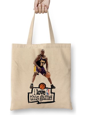 Baskı Dükkanı Shaq O'neal I Love This Game Bez Çanta Uzun Saplı