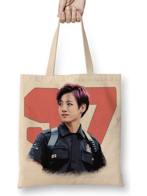 Baskı Dükkanı Bts Jungkook Bez Çanta Uzun Saplı