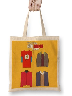 Baskı Dükkanı Big Bang Theory Bez Çanta Uzun Saplı