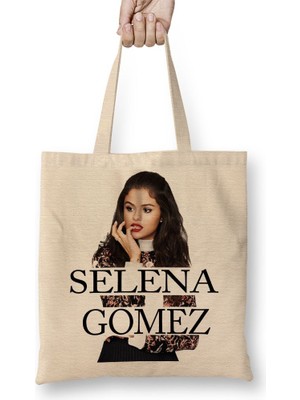 Baskı Dükkanı Selena Gomez Bez Çanta Uzun Saplı