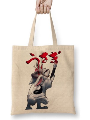 Baskı Dükkanı Usagi Bez Çanta Uzun Saplı