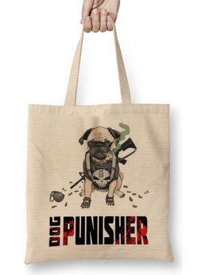 Baskı Dükkanı Dog Punisher Köpek Bez Çanta Uzun Saplı