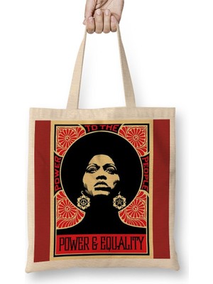 Baskı Dükkanı Power To The People Bez Çanta Uzun Saplı