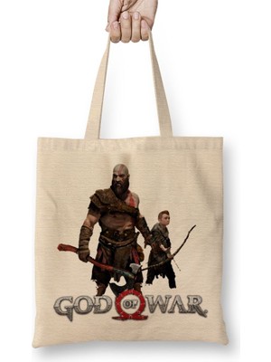 Baskı Dükkanı Kratos E Atreus God Of War Bez Çanta Uzun Saplı