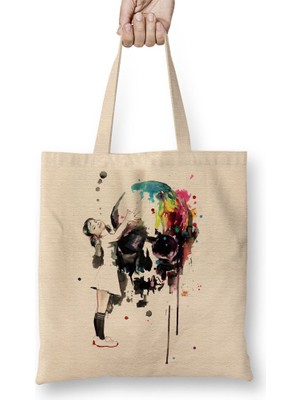 Baskı Dükkanı Menina E Skoll Bez Çanta Uzun Saplı