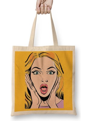 Baskı Dükkanı Vintage Girl Bez Çanta Uzun Saplı