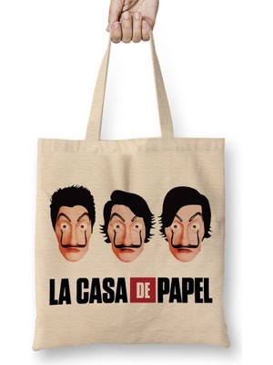 Baskı Dükkanı La Casa De Papel 02 Bez Çanta Uzun Saplı