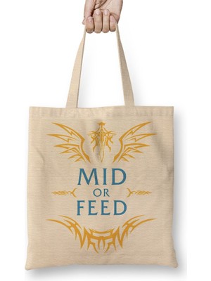 Baskı Dükkanı League Of Legends Mid Or Feed Bez Çanta Uzun Saplı