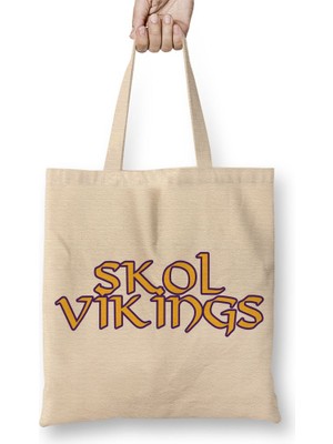 Baskı Dükkanı Vikings Skol Bez Çanta Uzun Saplı