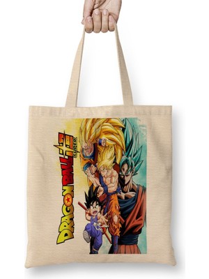 Baskı Dükkanı Goku Blue Bez Çanta Uzun Saplı