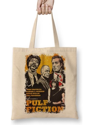 Baskı Dükkanı Pulp Ficition Bez Çanta Uzun Saplı