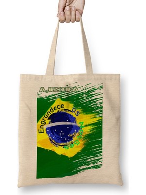 Baskı Dükkanı A Justiça Engrandece Bez Çanta Uzun Saplı