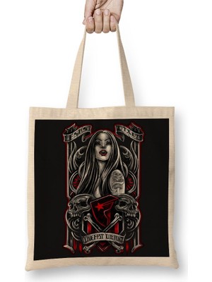 Baskı Dükkanı Vampira Vampir Bez Çanta Uzun Saplı
