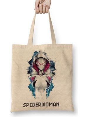 Baskı Dükkanı Spider Woman Bez Çanta Uzun Saplı