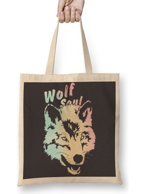 Baskı Dükkanı Ns Wolf Soul 3 Bez Çanta Uzun Saplı