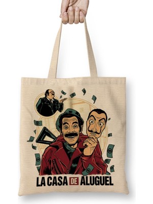 Baskı Dükkanı La Casa De Aluguel Bez Çanta Uzun Saplı