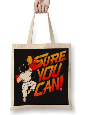 Baskı Dükkanı Sure You Can Ryu Bez Çanta Uzun Saplı