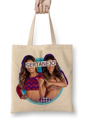 Baskı Dükkanı Coleguinhas Sertanejo Bez Çanta Uzun Saplı