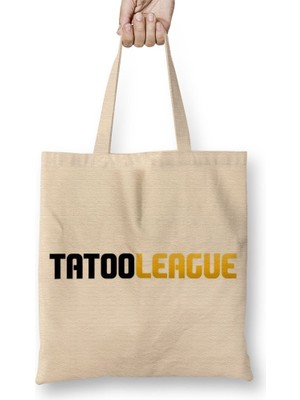 Baskı Dükkanı Tatooleague Logo Preto Bez Çanta Uzun Saplı