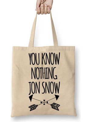 Baskı Dükkanı You Know Nothing Jon Snow Bez Çanta Uzun Saplı