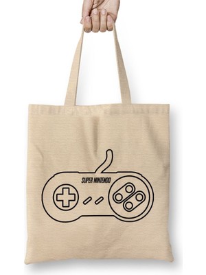 Baskı Dükkanı Controle Super Nintendo Atari Bez Çanta Uzun Saplı