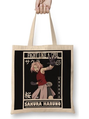 Baskı Dükkanı Sakura Bez Çanta Uzun Saplı