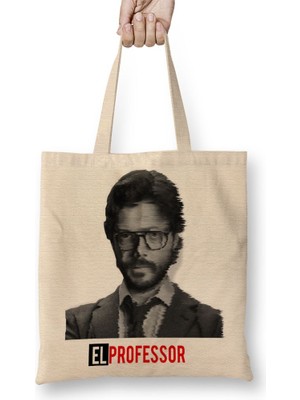 Baskı Dükkanı La Casa De Papel El Professor Bez Çanta Uzun Saplı