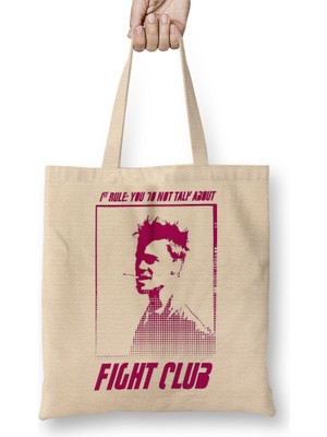 Baskı Dükkanı Fight Club Bez Çanta Uzun Saplı