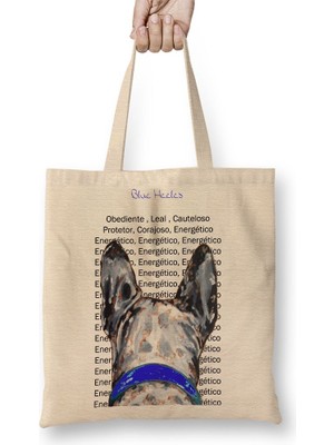 Baskı Dükkanı Blue Heeler Pug Köpek Bez Çanta Uzun Saplı