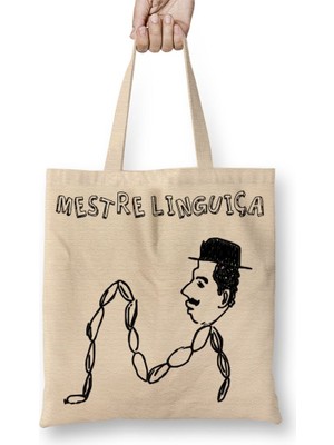Baskı Dükkanı Mestre Linguiça Bez Çanta Uzun Saplı