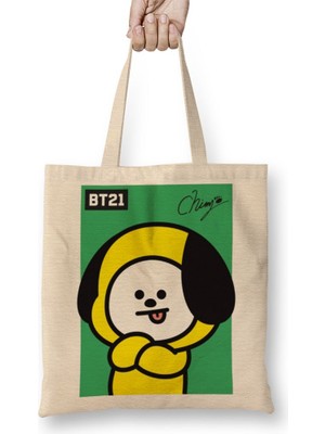 Baskı Dükkanı BT21 Chimmy Bts 001 Bez Çanta Uzun Saplı