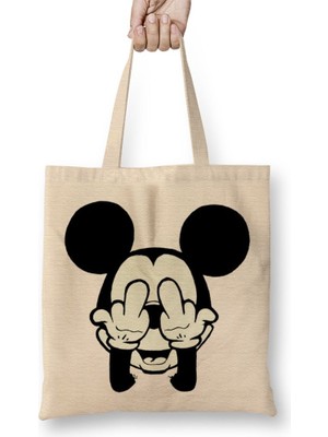 Baskı Dükkanı Mickey 07 Bez Çanta Uzun Saplı