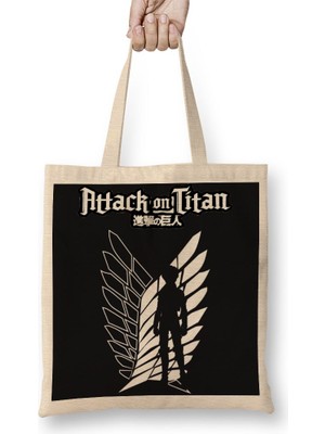 Baskı Dükkanı Attack On Titan 01 Bez Çanta Uzun Saplı