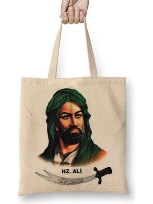 Baskı Dükkanı Hz. Ali Bez Çanta Uzun Saplı