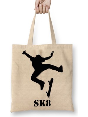 Baskı Dükkanı Skate Kaykay Bez Çanta Uzun Saplı