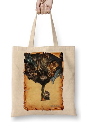 Baskı Dükkanı Dark Souls Tribute Bez Çanta Uzun Saplı