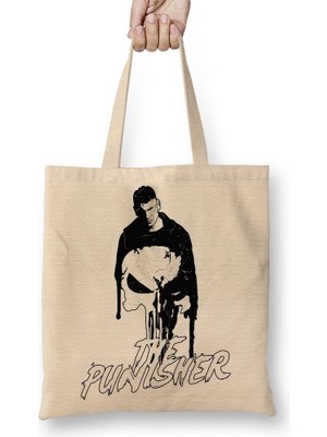 Baskı Dükkanı The Punisher O Justiceiro Bez Çanta Uzun Saplı