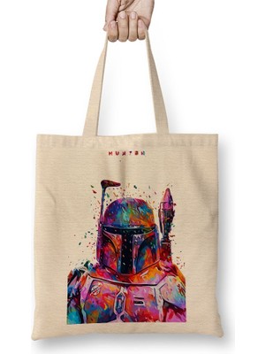 Baskı Dükkanı Hunter Star Wars Bez Çanta Uzun Saplı