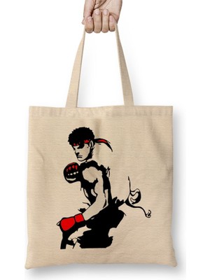 Baskı Dükkanı Ryu Soul Bez Çanta Uzun Saplı