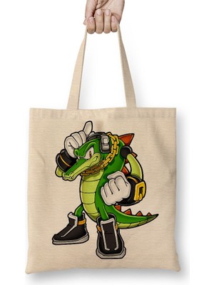 Baskı Dükkanı Gator Timsah 02 Bez Çanta Uzun Saplı