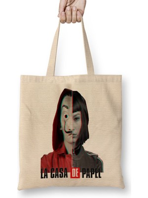 Baskı Dükkanı La Casa De Papel 03 Bez Çanta Uzun Saplı