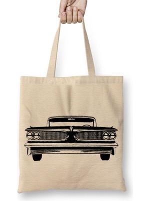 Baskı Dükkanı Carro Vintage Araba Bez Çanta Uzun Saplı